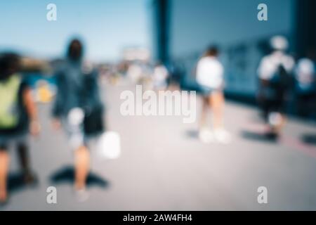 Blur image of Wellington City waterfront view in the capital of New Zealand Stock Photo