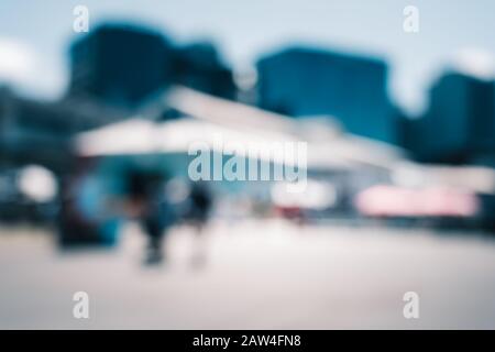 Blur image of Wellington City waterfront view in the capital of New Zealand Stock Photo