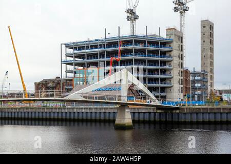 Barclays Bank Glasgow Campus headquarters construction site, formerly Buchanan Wharf, beside the River Clyde, Tradeston, Glasgow, Scotland, UK, Europe Stock Photo