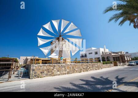 ANTIMACHIACHIA, KOS, GREECE, AUGUST 2018 - The old wind mill in Antimachia village Kos island Greece Stock Photo