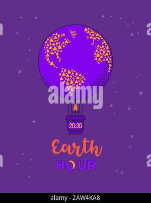 Earth hour day concept flat vector illustration Stock Vector