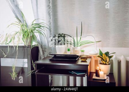 Minimalista zen moderno soggiorno con pavimento in legno e arredamento in  stile giapponese.il rendering 3D Foto stock - Alamy