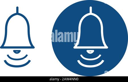 Ringing classic bell. Loud signal symbol. Two options. Vector blue icons. Stock Vector