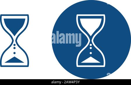 Vintage hourglass silhouette. Two options. Vector blue icons Stock Vector