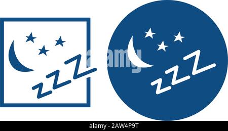 Night sleep with moon and stars. A symbol of relaxation. Two options. Vector blue icons. Stock Vector