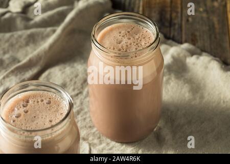 Homemade New England Chocolate Milk Shake in a Glass Stock Photo