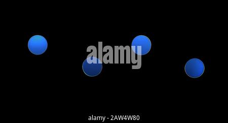 Blue lights as circles on a black background. Stock Photo