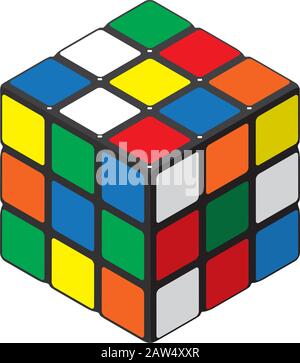 Isometric Cube Puzzle Toy Stock Vector