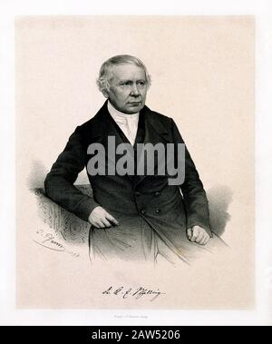 1854 , GERMANY : The german philosopher Friedrich Wilhelm Joseph Von Schelling ( 1775 – 1854 ), portrait engraved by G. Pfann in 1854 after  a photogr Stock Photo