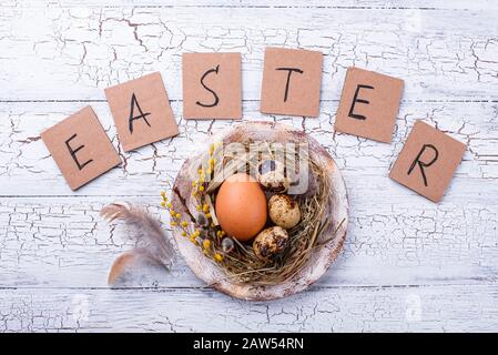 Zero waste eco-friendly Easter decor Stock Photo