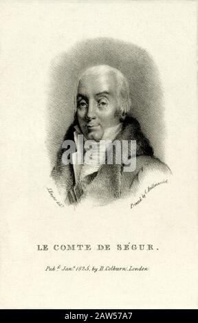 1825 , Paris , FRANCE : The french  French diplomat and historian Louis-Philippe comte de Ségur ( 1753 - 1830 ). Portrait engraved by H. Coburn , 1825 Stock Photo