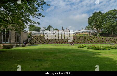 The glasshouses and grounds at Cliffe Castle Museum, Keighley, West Yorkshire, England. Stock Photo