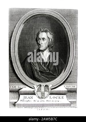 1700 ca , GREAT BRITAIN : The british philosopher and physician JOHN LOCKE ( 1632 - 1704 ). Portrait engrave by P. Dupin from original by G. Kneller , Stock Photo