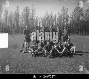 Navy Hockey Tournament Hague Date: May 16, 1950 Location: The Hague, South Holland Keywords: group portraits, hockey, marine, sport Institution Name: Marine Stock Photo