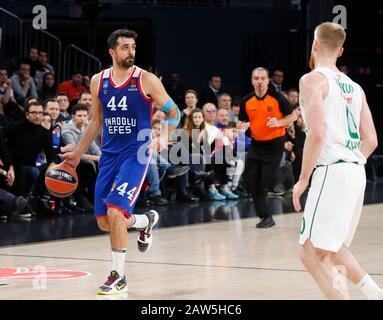 ISTANBUL / TURKEY - FEBRUARY 7, 2020: Krunoslav Simon during EuroLeague 2019-20 Round 24 basketball game between Anadolu Efes and Zalgiris Kaunas at Sinan Erdem Dome. Stock Photo