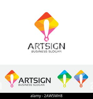 Creative exclamation mark logo design. Abstract punctuation character logo template Stock Vector