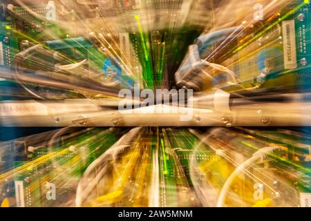 Abstract zoomed image of equipment at a particle accelerator laboratory Stock Photo