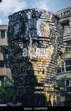 Kafka's Statue in city of Prague Stock Photo