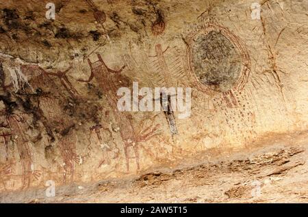 Native American Indian rock art paintings in Panther Cave in Seminole Canyon State Historical Area, owned by the National Park Service on Lake Amistad on the Texas-Mexico border.