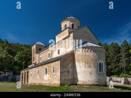 Holy Trinity Church, 13th century, Byzantine style, Serbian Orthodox church at Sopocani Monastery, UNESCO World Heritage Site, near Novi Pazar, Serbia Stock Photo