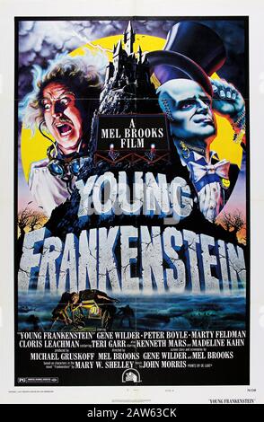 1974 , USA : The original advertising poster for the movie YOUNG FRANKENSTEIN  ( FRANKENSTEIN JUNIOR ) by Mel Brooks  , with Gene Wilder , Peter Boyle Stock Photo
