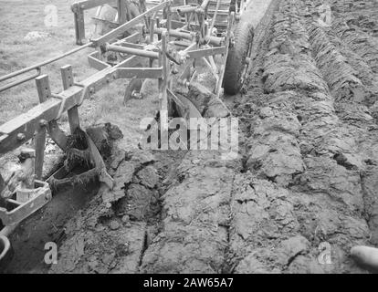 mining, soil, leveling, sanding, plowing Date: April 1957 Location: Borger, Drenthe Keywords: sanding, leveling, tillage, cultivation, plowing Stock Photo