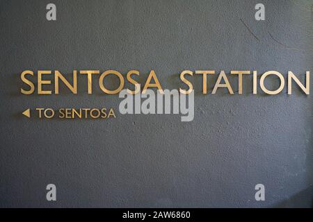 Singapore, April, 2019. The Sentosa station of Singapore Cable Car, is a gondola lift providing an aerial link from Mount Faber on the main island of Stock Photo