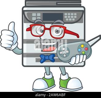 An attractive gamer professional office copier cartoon character design Stock Vector