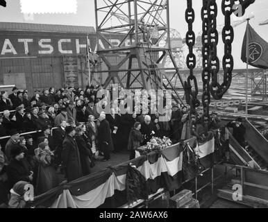 NDSM launch Dorestad Shell Date: December 19, 1954 Location: Amsterdam Keywords: Shipbuilding Institution Name: NDSM Stock Photo