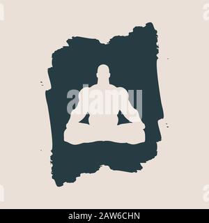 Muscular man meditation. Stock Vector