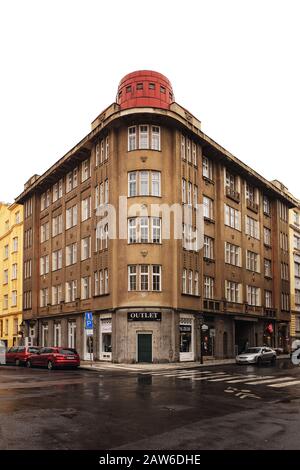 Czech cubist architecture and buildings in Prague, Czech republic Stock Photo