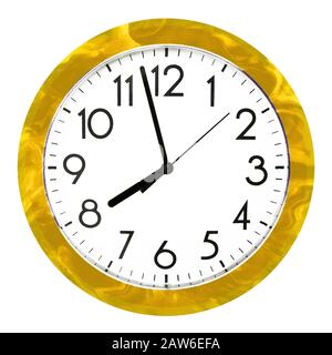 Yellow wall clock. Isolated on white background. High quality photo. Stock Photo