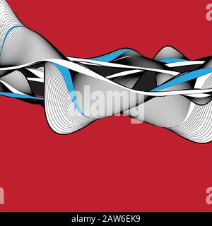 Abstract modern vector background with wavy linear elements. Example for poster or web page. Stock Vector