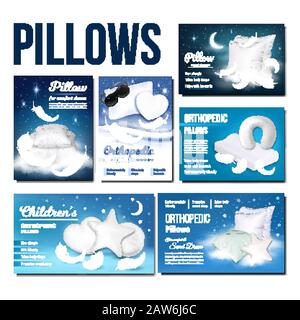Pillows For Sleeping Advertising Banner Set Vector Stock Vector