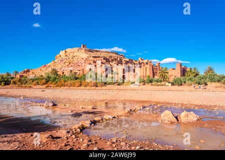Kasbah Ait Ben Haddou in the Atlas Mountains of Morocco. UNESCO World Heritage Site since 1987. Several films have been shot there. Stock Photo