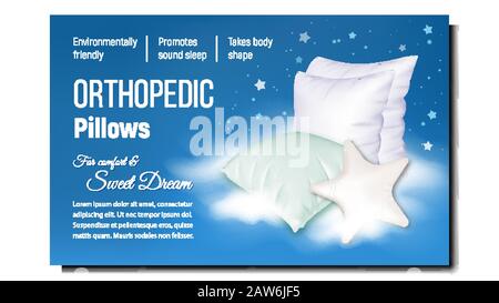 Orthopedic Pillows For Comfort Sleep Poster Vector Stock Vector