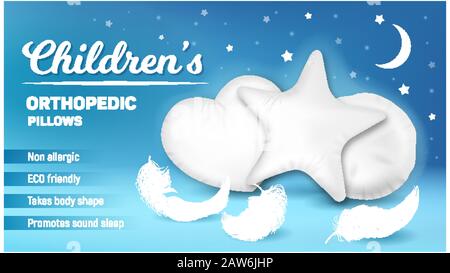Children Orthopedic Pillows Promo Banner Vector Stock Vector