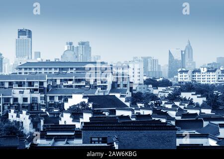 Bird's eye view of Nanjing city landscape Stock Photo