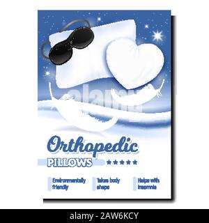 Orthopedic Soft Pillows Advertising Poster Vector Stock Vector