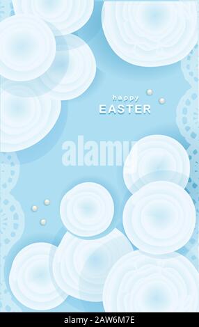 Tender easter background. Greeting card or banner. Have a good weekend. Spring holidays. Happy easter. The flowers are blue. Stock Vector