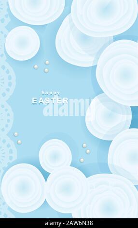 Tender easter background. Greeting card or banner. Have a good weekend. Spring holidays. Happy easter. The flowers are blue. Stock Vector
