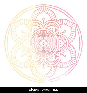 Outline Mandala decorative round ornament, with Watercolor background - Vector Ornament. Stock Vector