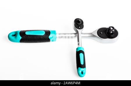 Steel Ratchet Wrench In A White Background Spanner Wrenches Stock Photo 74393921 Alamy