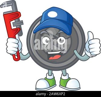 Smiley Plumber camera lens on mascot picture style Stock Vector