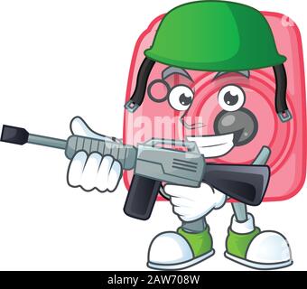 Instan camera mascot design in an Army uniform with machine gun Stock Vector