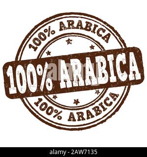 100% Arabica grunge rubber stamp on white, vector illustration Stock Vector