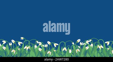 Trendy color 2020 hand drawn snowdrop vector background Stock Vector