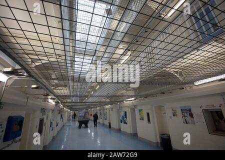 The B Wing facility for newly-arrived prisoners at HMP Liverpool, also known as Walton Prison. The prison was given a scathing report in 2017 which pointed out various failings and problems. Present governor Pia Sinha was appointed in that year and in the next two years she turned the prison around with a programme of improvements and support for inmates and infrastructure. HMP Liverpool houses a maximum of 700 prisoners with an overall staff of around 250. Stock Photo