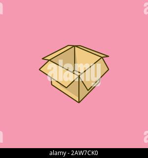 Empty cardboard box illustration for Nothing Day on January 16. Emptiness color vector symbol. Stock Vector