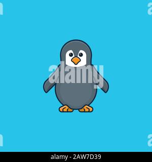 Baby penguin vector illustration for Penguin Awareness Day on January 20. Endangered species color symbol. Stock Vector